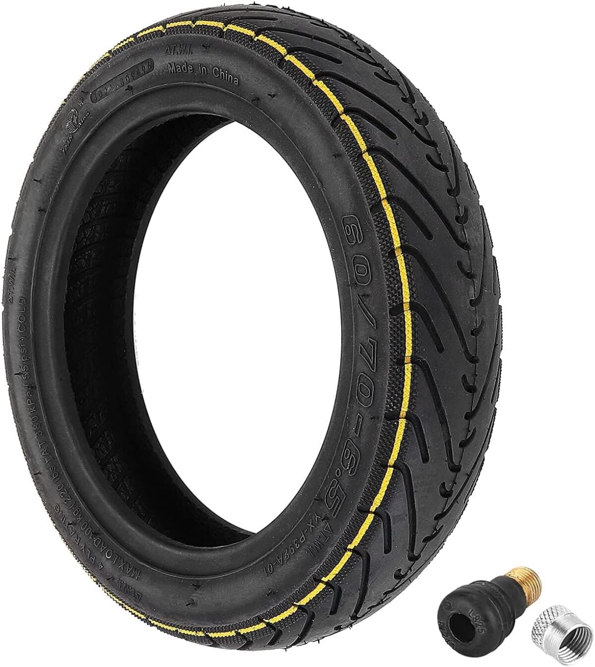 YBang 6070-6.5 tubeless tire with valve for Segway Ninebot Max G30 G30P G30LP electric scooter solid rubber tires 10-inch anti-slip explosion-proof tires 1 Pce